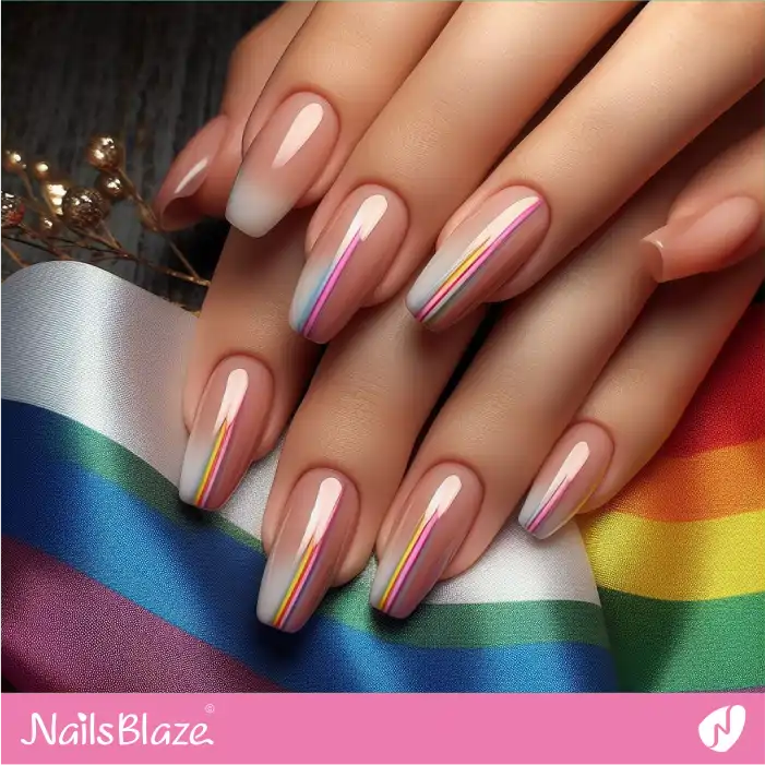 Ombre Nails with Rainbow Stripes| Pride | LGBTQIA2S+ Nails - NB2058